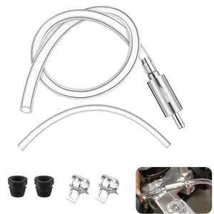 Universal Brake Bleeder Hose Kit with One-Way Check Valve – Anti-Backflow Soft Tube Set for Car, Motorcycle, ATV & Scooter Hydraulic Brake/Clutch System, Includes Screw Caps & Spring Clamps