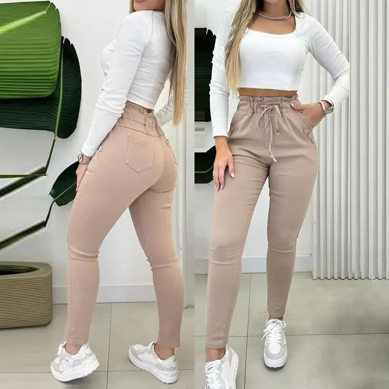 CHICME Women's High Waisted Fleece Lined Joggers - Stretchy Skinny Fit Thermal Pants with Pockets for Cozy Daily Outfits