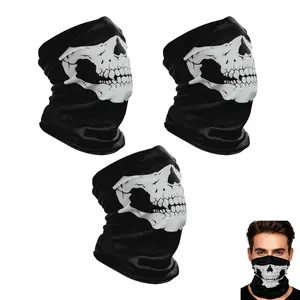 3 Pcs Skull Face Mask - Breathable Seamless Balaclava Mask, Reusable Headwear Scarf Ghost Face Balaclava Mask for Men, Outdoor Sports UV Sun Protection Full Motorcycle
