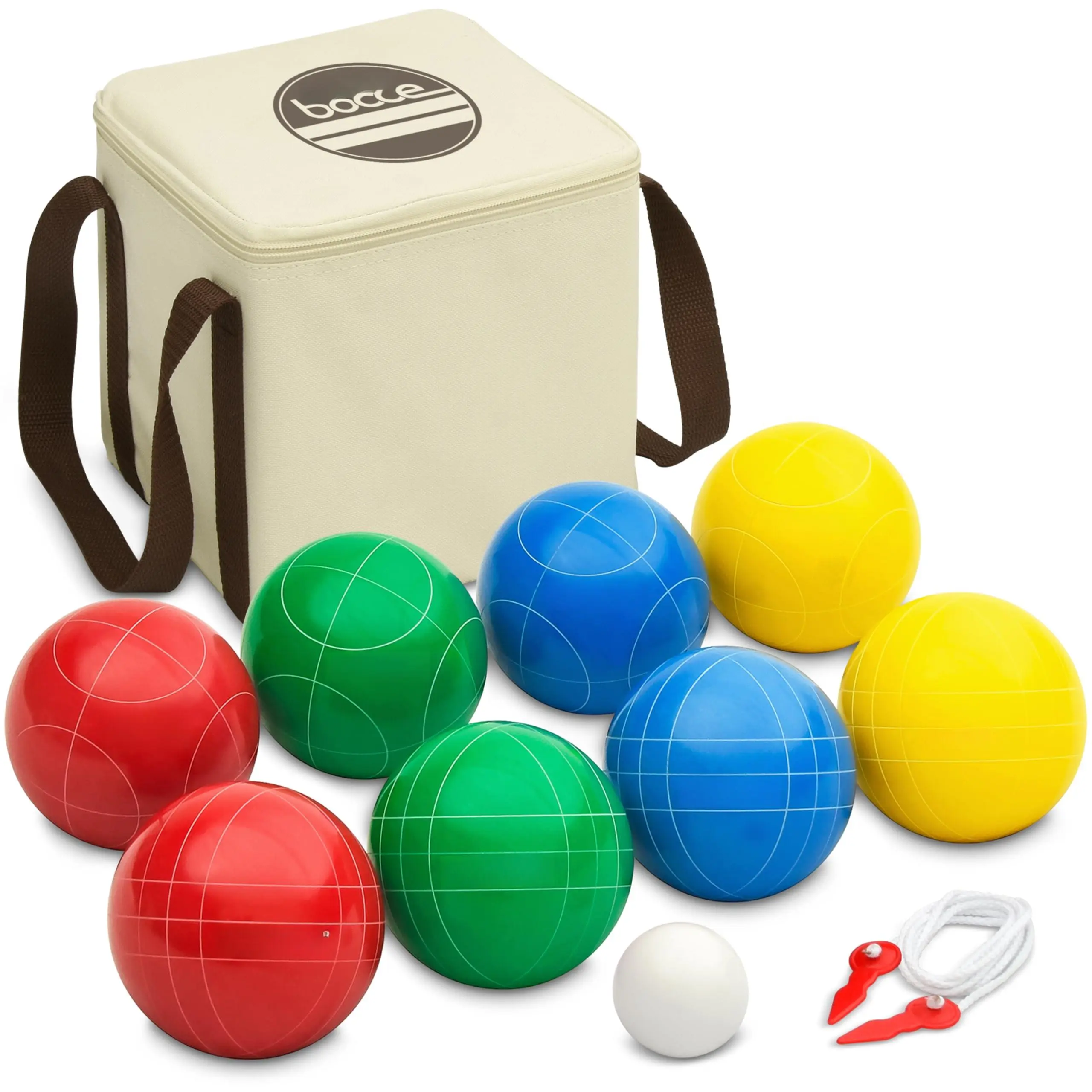 90 Mm Bocce Ball Sets - Outdoor Lawn Game Composite Or