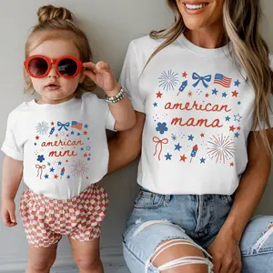 American Mama And Mini 4th Of July Shirt, Coquette Mama and Mini Tee, Mommy And Me 4th Of July Matching Shirt, Patriotic Mommy And Me Shirt