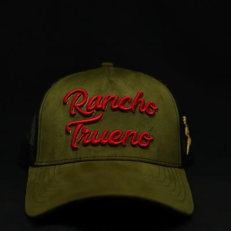 Rancho Trueno : Olive Green / Red Font trend hat