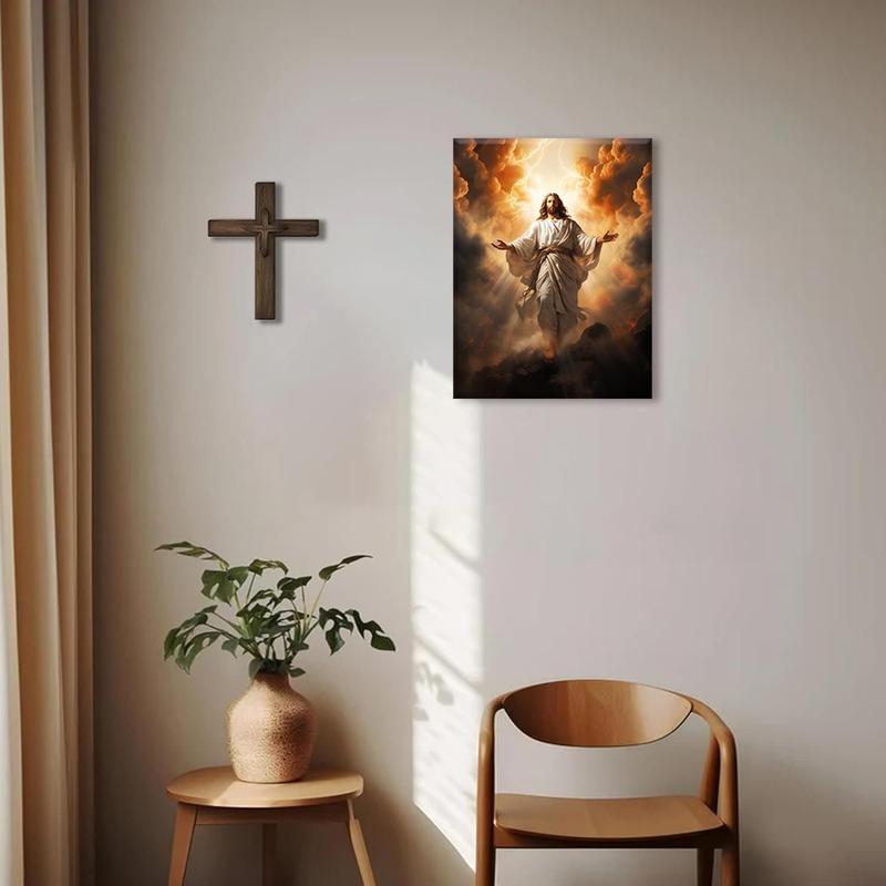 Jesus Christ Portrait Canvas Wall Art – Christian Religious Decor, Divine Mercy God Painting Print for Prayer Room, Living Room, Bedroom, Church, or Office