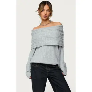 Edikted Women's Kadenna Oversized Off Shoulder Sweater