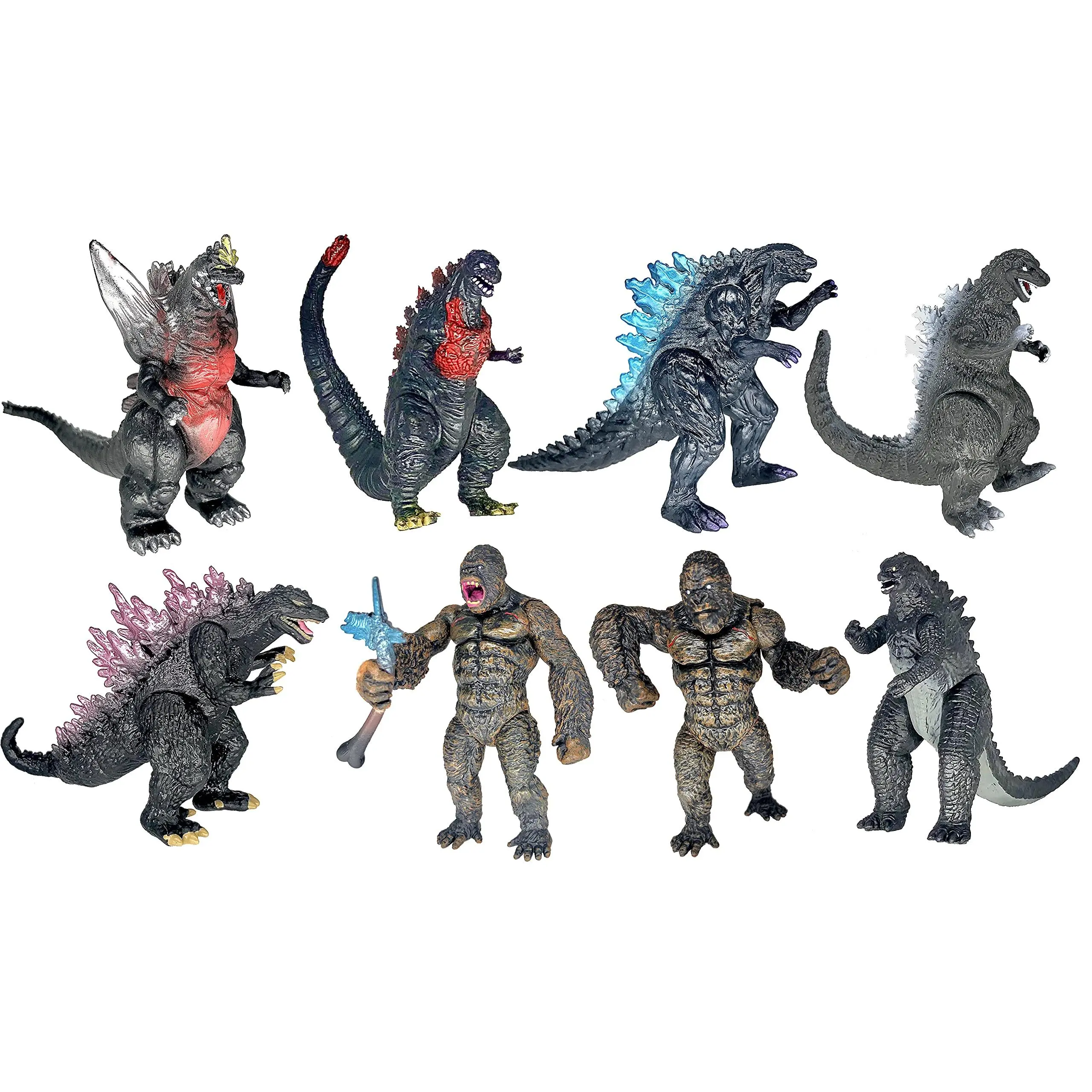 TwCare Exclusive Godzilla vs Kong Toys Movable Joint Action Figures, King of The Monster Dinosaur Shin Ghidorah Skull Crawler Mecha Mechagodzilla Cake Toppers Pack