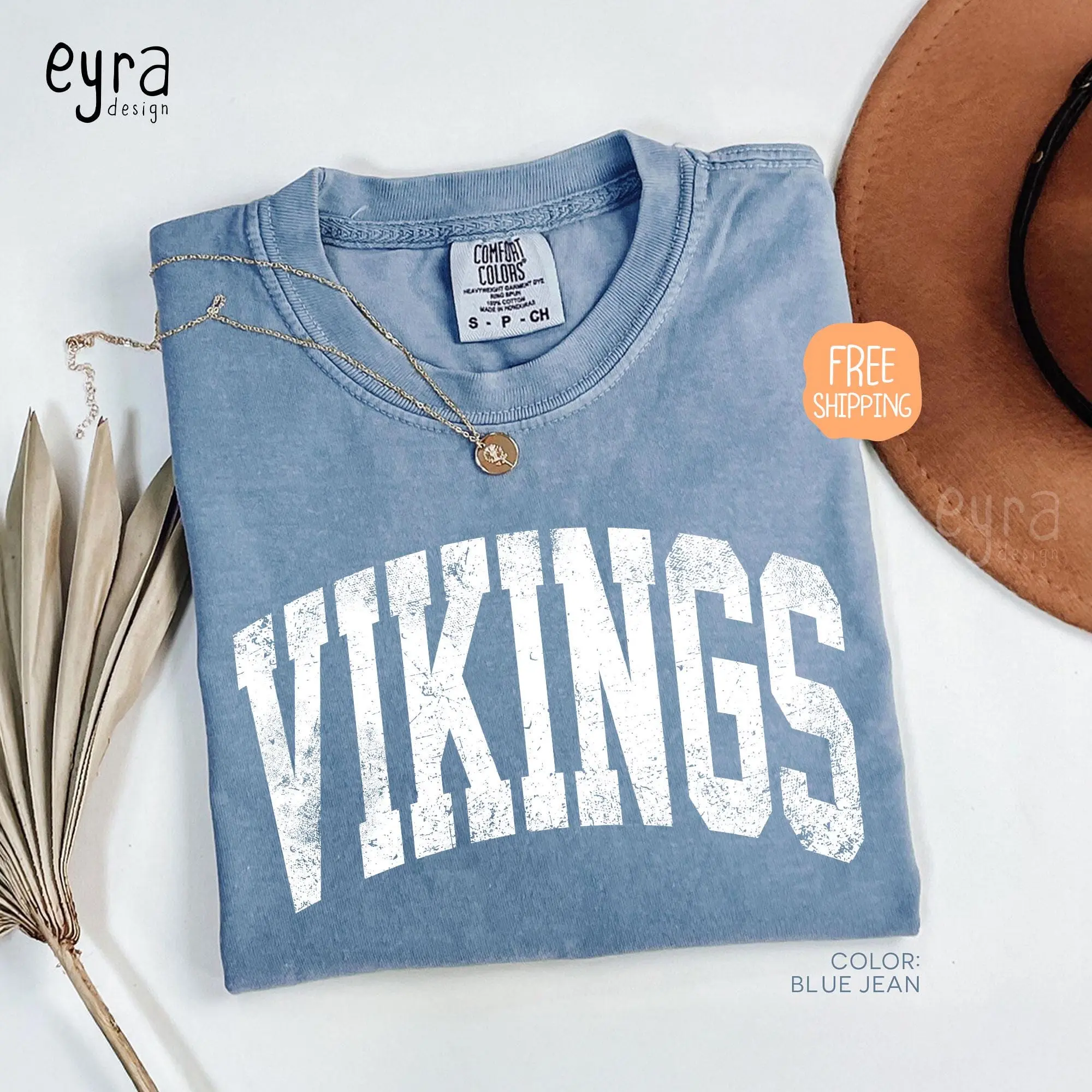 Vikings Mascot T-shirt Comfort Colors Game Day Shirt, Vikings Spirit Tee, Vintage Vikings Fan T-shirt, Football Shirts, School Mascot Shirt