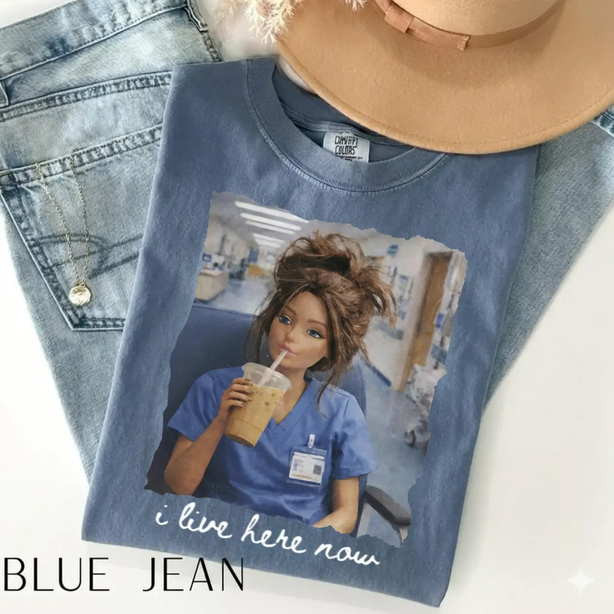 Funny Sassy Dolls  Comfort Colors Shirt, I Live Here Now Meme Tee, Disgusting Doll Face Shirt, Nurse Life Shirt, Medical Humor Tee, Booked n Busy Nurse Gift