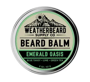 Weatherbeard Supply Co. Emerald Oasis Beard Balm for Shaping & Styling - Blue Tansy, Lime, Green Tea