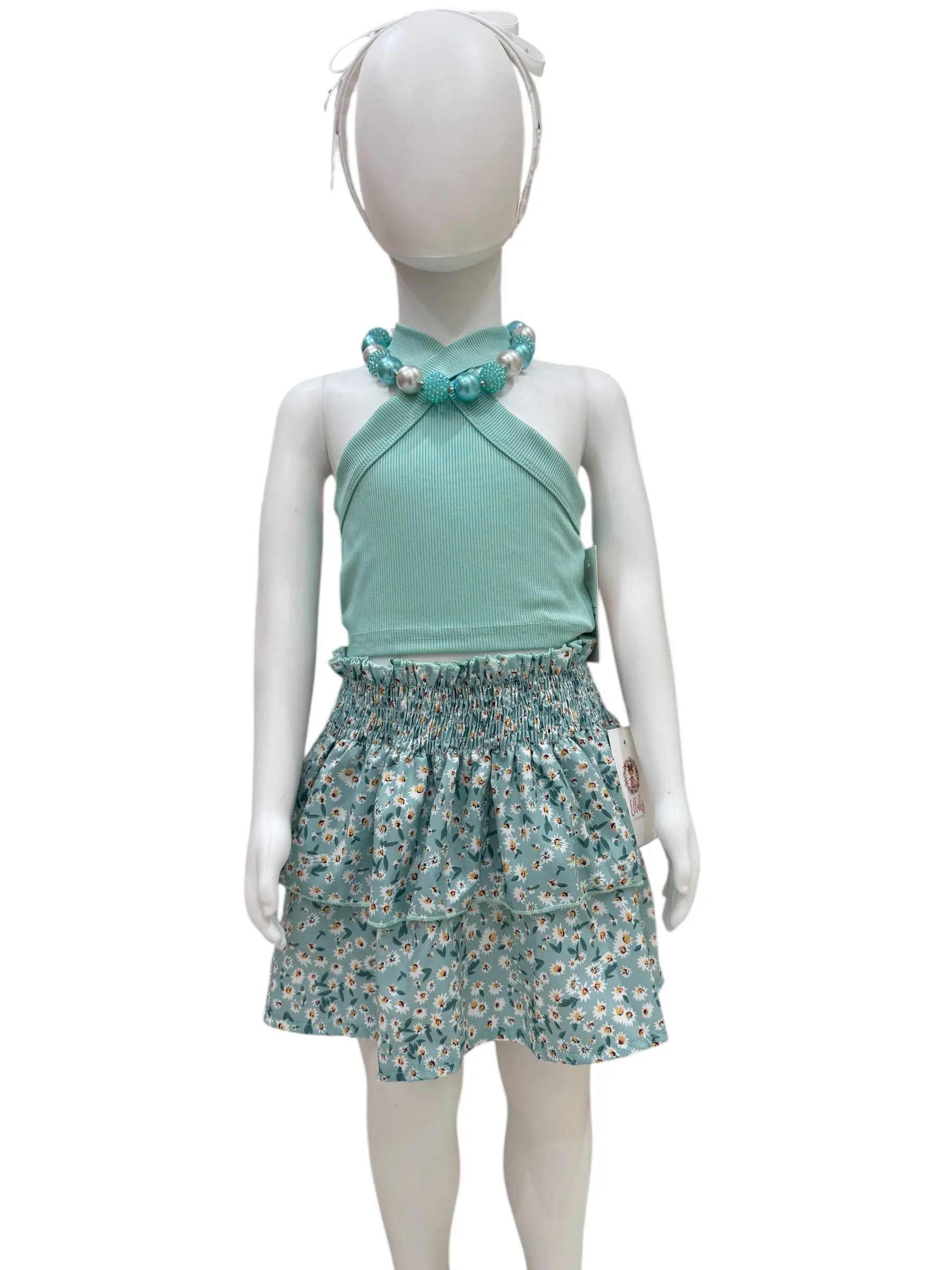 Turquoise 2 Piece Skirt Set