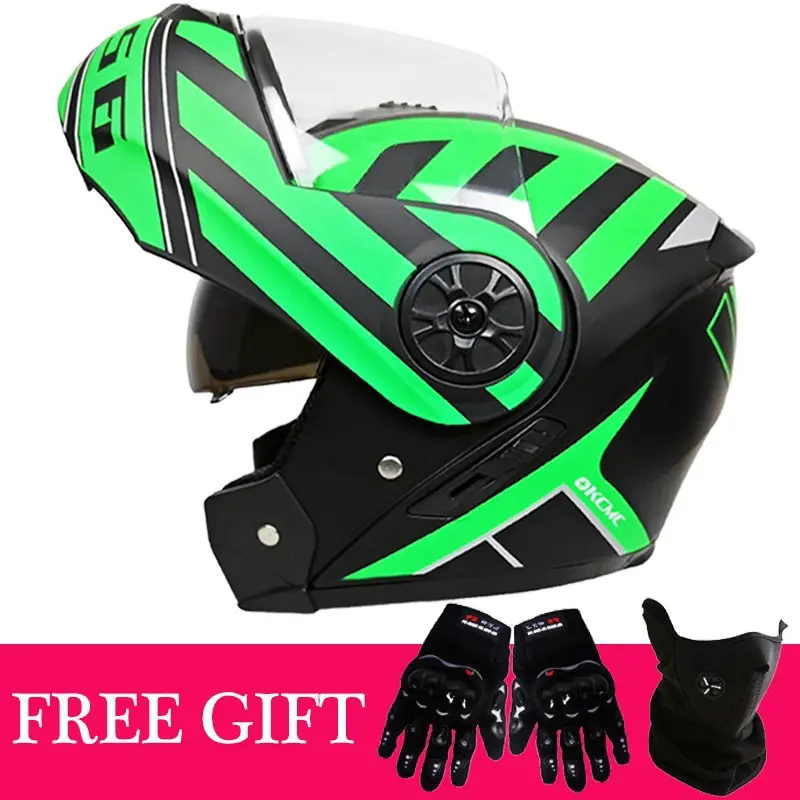 OKCMC Unisex Open-Face Helmet with Dual Visors, Full-Face Helmet