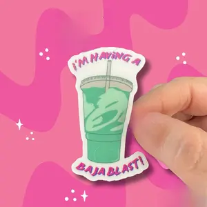 Baja Blast Vinyl Sticker - 2.5 Inch Die Cut Durable Weatherproof Sticker for Phones & Computers Dishwasher Safe Design "I'm Having a Baja Blast"