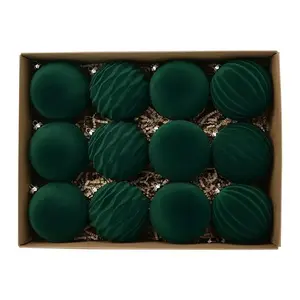 Velvet Christmas Decoration Ball Set, 12-Piece 8cm Pendants, Perfect Gift Box for Holiday & Valentine’s Day Decorations