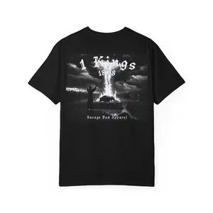 Fire of God Christian Shirt | 1 Kings 18:38 Elijah Tee | Back Print Scripture Apparel | Mens Christian Streetwear | Christian Dad Gift Tee