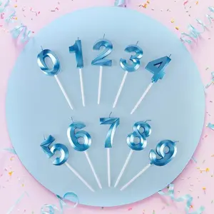 1pc Birthday Cake Topper Candles Blue Pink Birthday Digital Candle Memorial Day Party Cake Decor For Girl Boys Cake Accessories