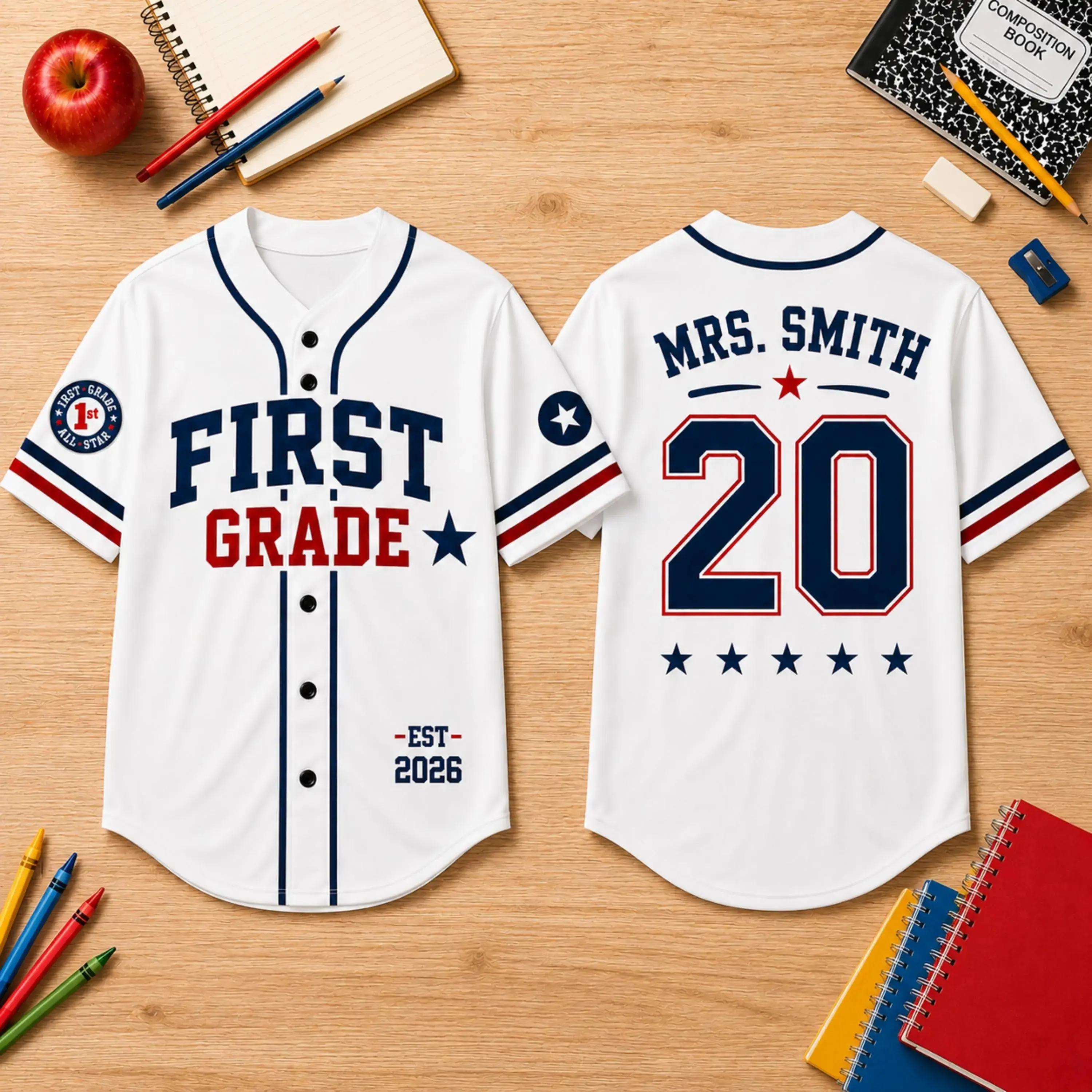 Personalized Grade Baseball Jersey, Custom Teacher Baseball Jersey, Custom Grade Shirt, Custom Name Number Jersey, Back to School Gift