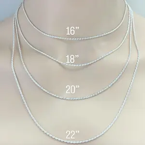 Sterling Silver 925 Diamond Cut Rope 1.3mm Chain Necklace Jewelry