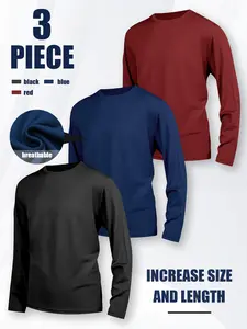 Men's oversized three-piece long-sleeved shirt, letter pattern round neck casual T-shirt top  Suitable for home, dating and outdoor activities