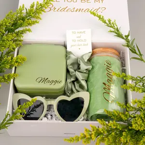 Gift Box Set with Personalized Tumbler and Jewelry Box Magnetic Box Empty with Custom Message Wedding Party Box for Packaging Maid of Honor