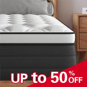 14Inch 12Inch Twin Full Queen King Mattress in a Box, Hybrid Mattresses with Gel Memory Foam and Individually Pocket Innerspring Euro Top Medium Firm for Motion Isolation, Edge Support