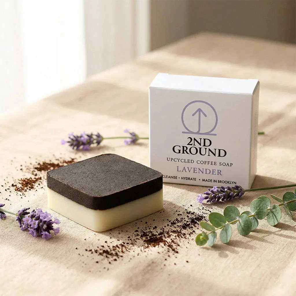 Lavender Coffee Soap, 2-in-1 Exfoliating Body Care Cleanser with Coconut, Fragrance & Aroma