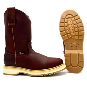 Alfarero Burgundy Shedron Pull On Work Boot Dual Density Goodyear Welt Work Boot Slip Resistant AO-490 Mid Calf Leather Comfort Footwear