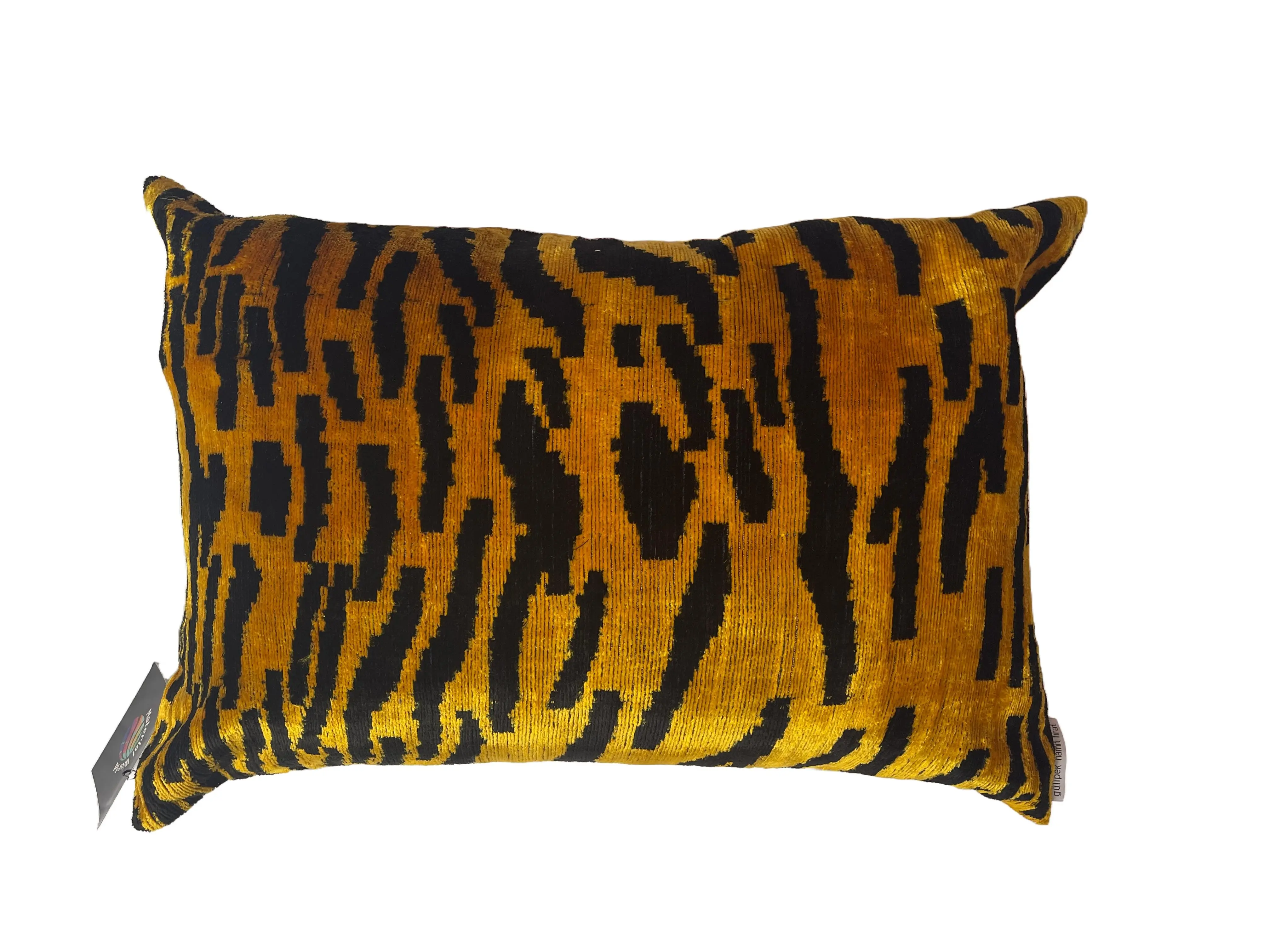 Tiger striped 100% silk velvet lumbar pillow