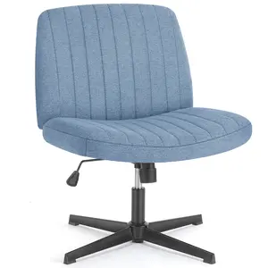 Crafted Comforts Criss Cross Chair - Armless Wide Adjustable Swivel Padded Home Office Desk Chair with 26 Seat Width and 18.7 Seat Depth