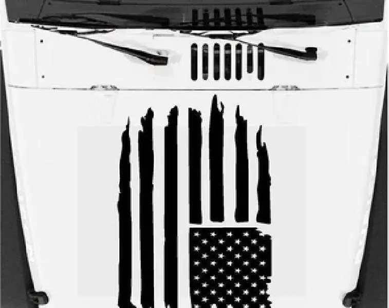 Waterproof Scratchproof American Flag Vinyl Car Hood Sticker Engine Cover Decal for Jeep Wrangler.