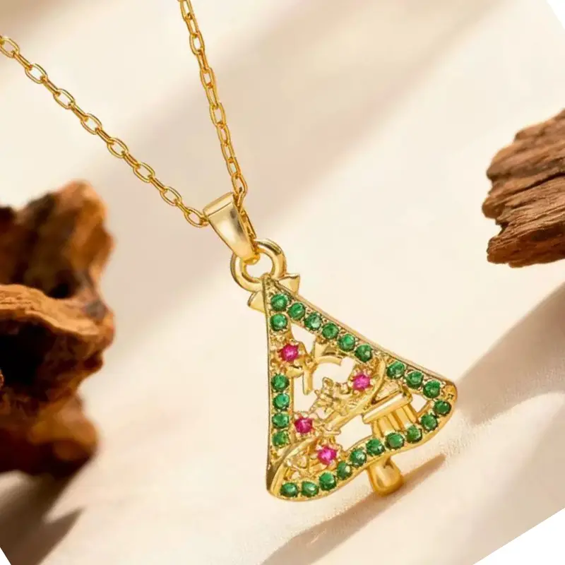 Christmas Zircon Necklace Santa Claus Elk Bell Pendant Oil Drop Christmas Tree Cute Bell Necklace