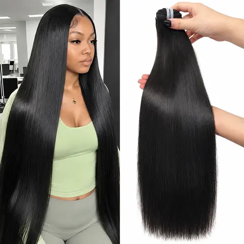 JOPEAR Bone Straight Vietnamese Raw Hair 1 Bundle 100% Human Hair Unprocessed Thick Weave Extensions to Add Volume Natural Black Silky