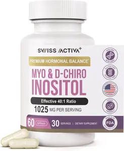 Swiss Activa+ LABS Myo & D-Chiro Inositol - Premium Hormone Balance Supplement for Women Healthcare, PCOS Support, Menstrual Cycle Regulation & Ovarian Health - 30-Day Supply