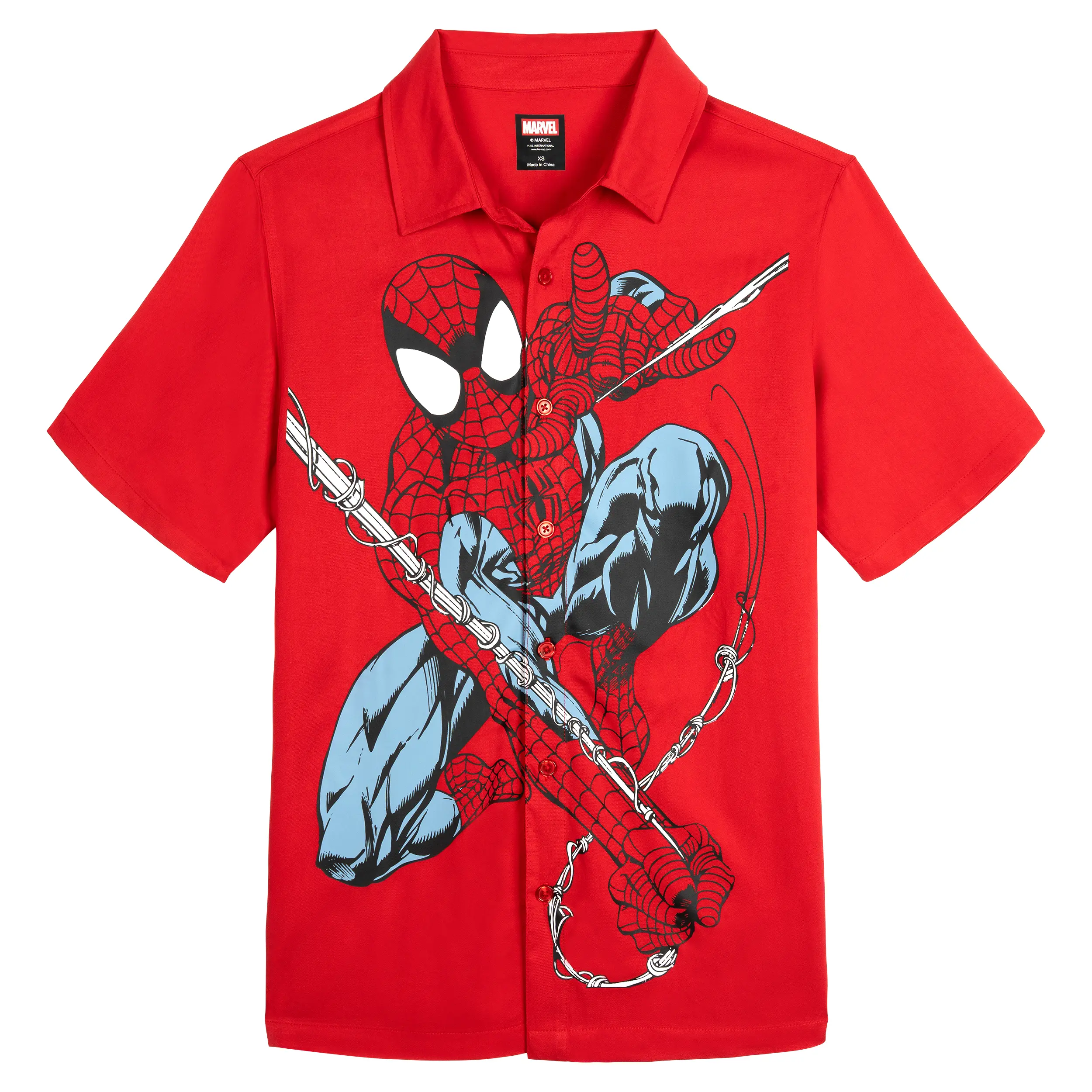 Marvel Spider-Man Classic Graphic Tropical Short-Sleeve Button-Down Matching Family Tops for Boys, Top, Shortsleeve, Stylish