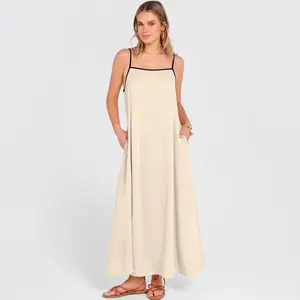 ANRABESS Womens Summer Maxi Dress Casual Spaghetti Straps Sundress Flowy Long Dresses with Pocket 2026 Beach Vacation Outfits