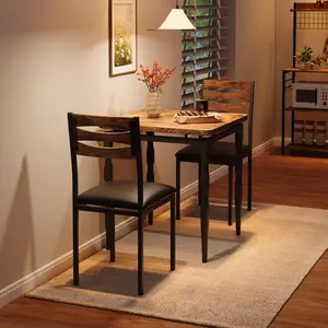 3-Piece Dining Table Set for 2 – Space-Saving Kitchen Table with Spiral Legs & 2 Chairs, Ideal for Small Apartments and Tight Spaces