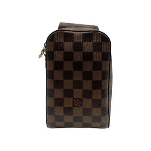 Pre-owned Louis Vuitton COATED CANVAS Crossbody Bags GERONIMOS DAMIER EBENE BUM BAG