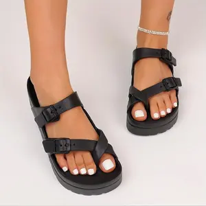 Double Buckle Platform Anti-Slip Slides Women Fashion Soft EVA Sandals Summer Holiday Home Beach Arch Support Footwea Girl Shoe Classic Chunky Footwear