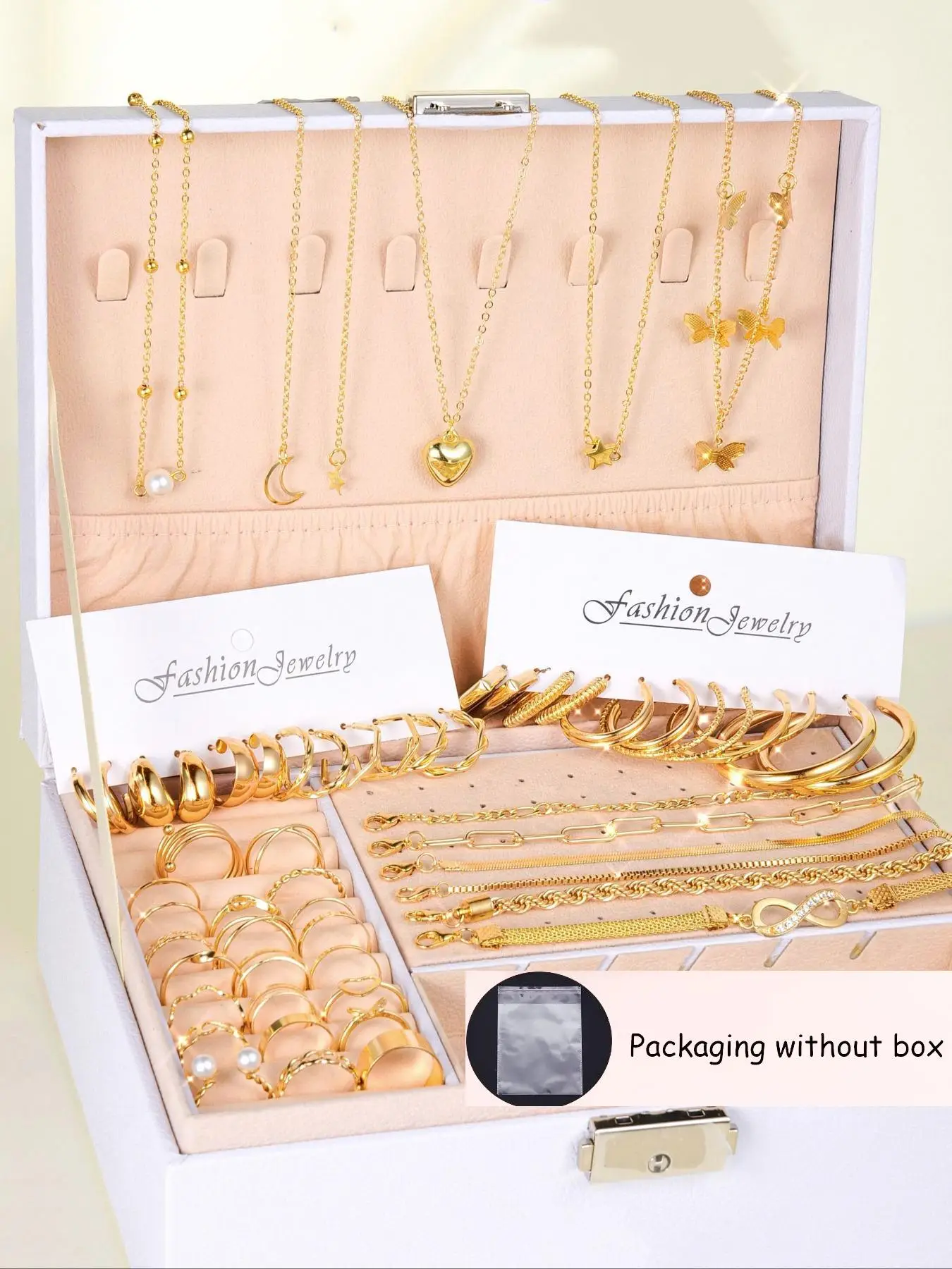 Elegant Simple Metal Style Vintage Jewelry for Summer, Women's Earrings Necklace & Rings & Bracelet & Earrings & Anklet Chain, Five-in-one Fashion Jew