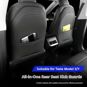 Tesla Model Y/3 Seat Back Protector Pad Set, Durable & Easy Clean Car Interior Accessory, Full Coverage Protection for Tesla Seats