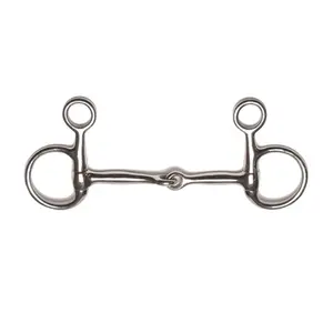 212 MAIN Baucher Training Snaffle Bit - 122-5-1-2 Model, 5.5 in Stainless Steel, Cheek Design, Round Eyes, Solid Jointed, Equestrian Care & Sports Outdoor Equipment, Cheeks