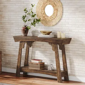 TRIBEWOOD 41.3" Wood Console Table, 2-Tier Entryway Table with Storage Shelf, Farmhouse Narrow Sofa Table Behind Couch for Living Room, Foyer, Hallway