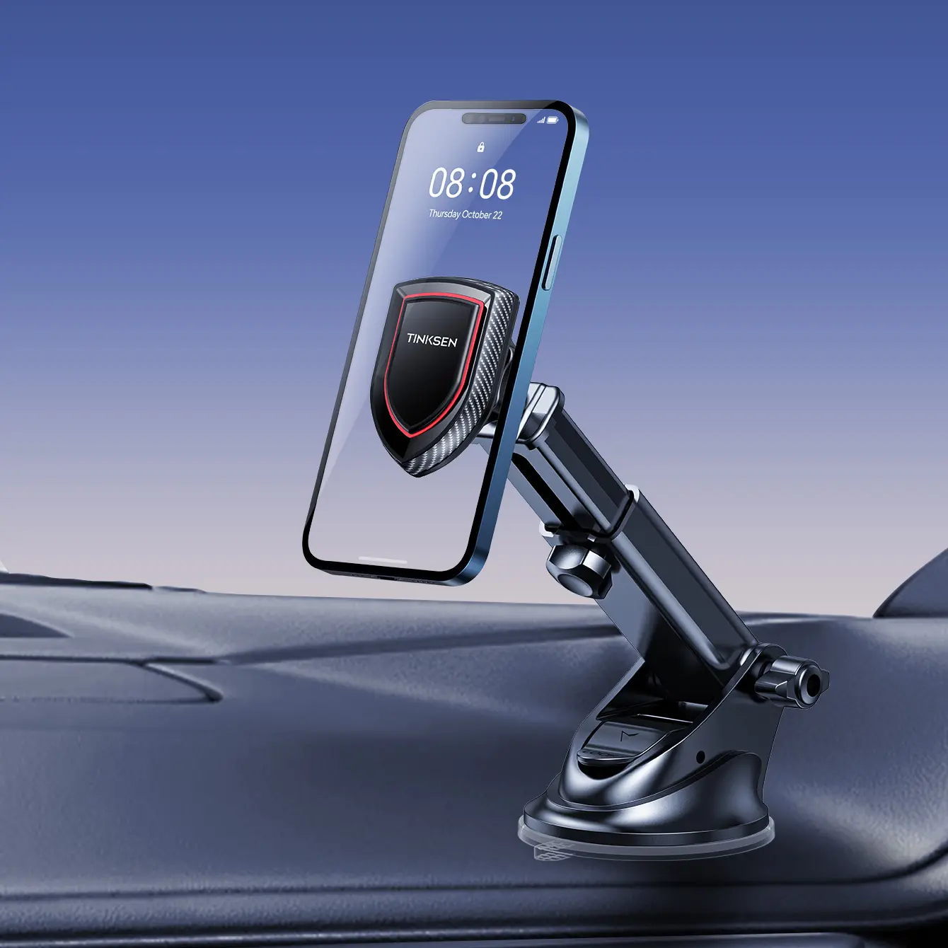 TINKSEN Upgraded ABS Cell Phone Car Mount - Universal Dashboard Mount with Secure Grip, Universal Fit for iPhone, Samsung & All Android Smartphones