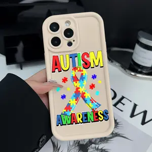 Phone Case for iPhone 15 Plus 16 Pro Max 14 13 12 11 XR XS Children with autism Pattern Shockproof Silicone TPU Bumper Drop Protection Soft Cover