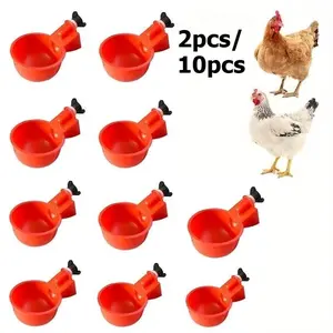 2counts/10pcs Chicken Drinking Bowl Poultry Automatic Water Dispenser Pigeon Automatic Water Dispenser Small Chick Feeding Bowl Feeder