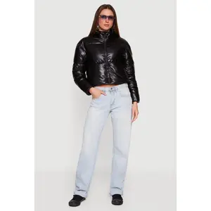 Hooded Shine Puffer Jacket with Zip Pockets