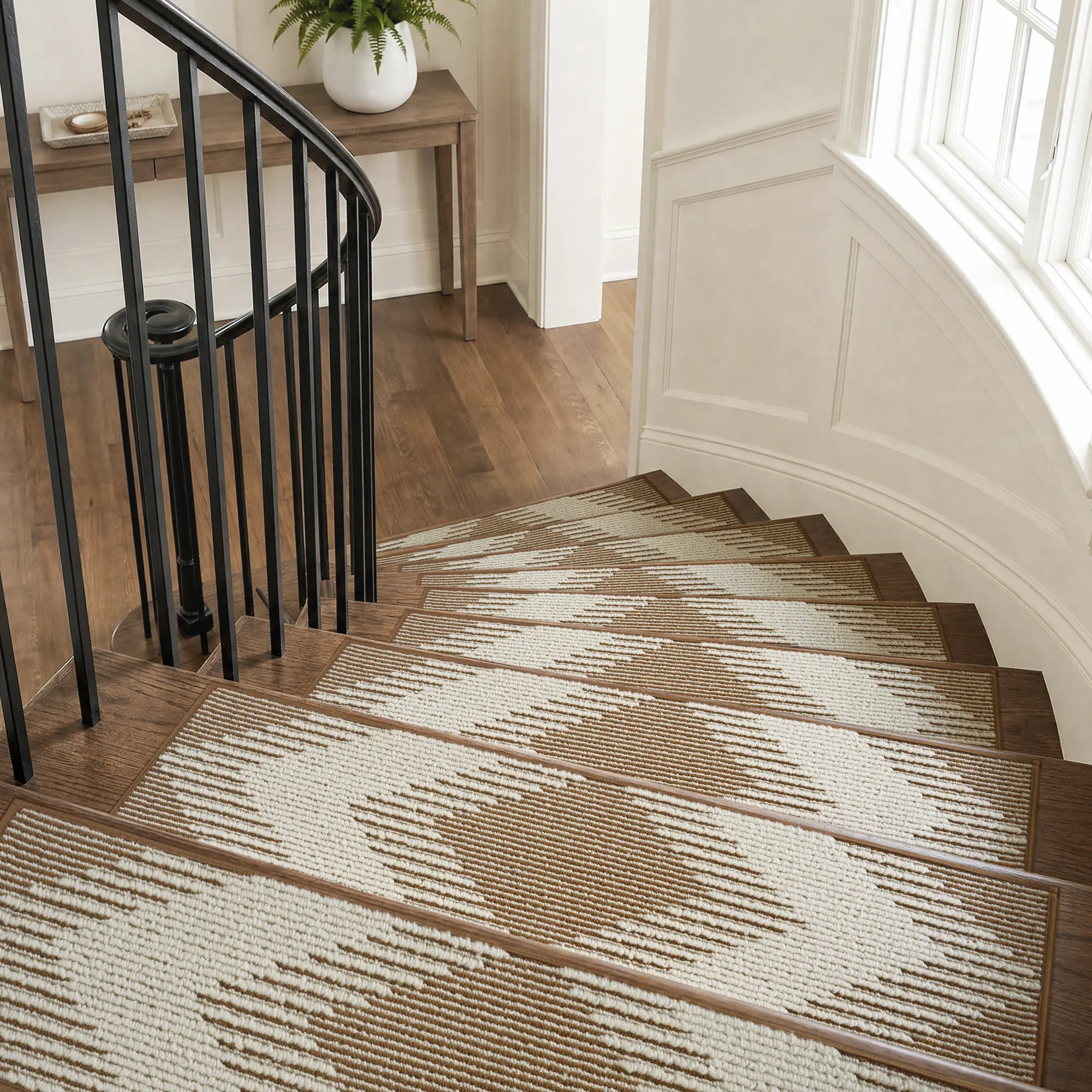 Amoami Brown Non Slip Stair Treads, 15PCS Stick Stair Treads for Wooden Steps, Washable Reusable Stair Runners, Adhesive Safety Stair Mats for Kids and Dogs, 8"x30" Stair Mats