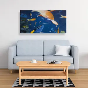 360 Stand 24x48in Colorful Under the Sea Fish Wall Art Print - Artistic Adventure-Themed Wall Decor, Home Supplies, Ideal Gift for Room Decoration