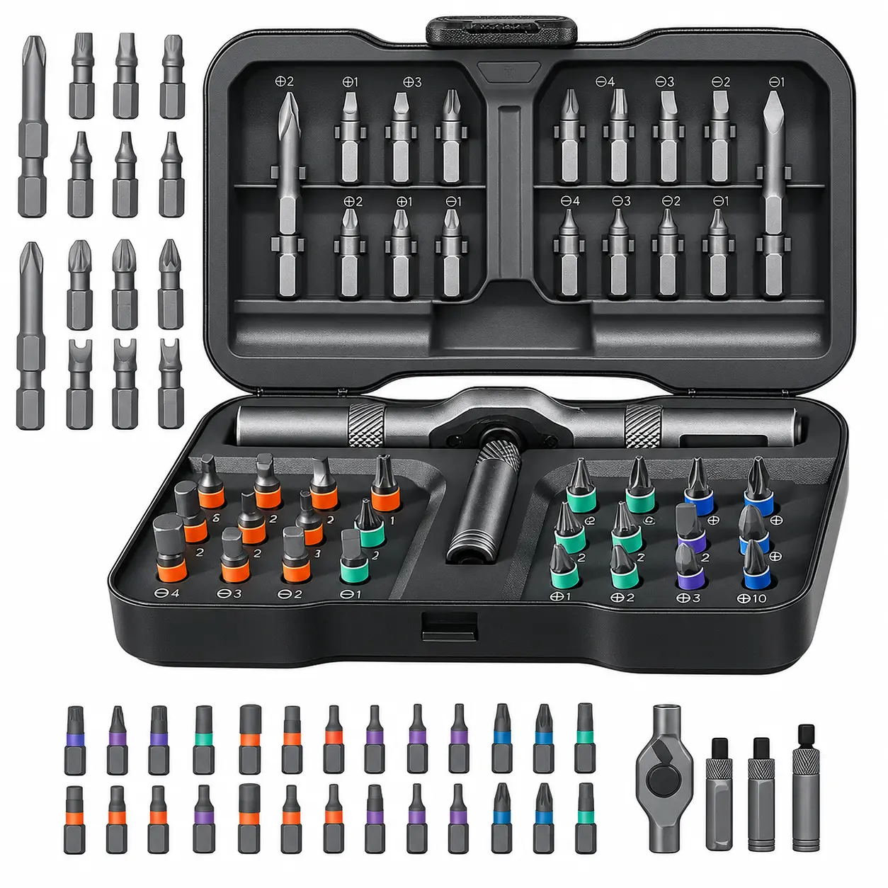 38 in 1 Ratchet Magetic Screwdriver Set, S2 Steel Precision Screwdriver Set - Removable Self Assembly Screwdriver Kit for Furniture Assembly and Repair - Gift for DIYer