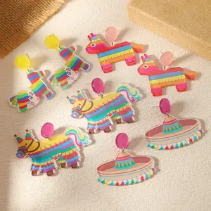 Hawaiian Vacation Animal Tassel Arylic Drop Earrings