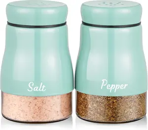 Turquoise Salt and Pepper Shakers Set,  5 oz Salt and Pepper Dispenser with Glass Bottom, Cute Salt and Pepper Shakers for Teal Kitchen Decor and Accessories, Easy Filling