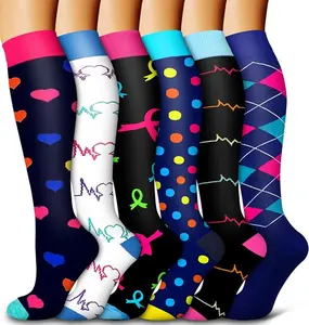 Copper Compression Socks 6 Pairs Premium Athletic Running Hiking Socks for Women & Men with Graduated Compression for Enhanced Circulation and Comfortable Lightweight Fabric - Fashion